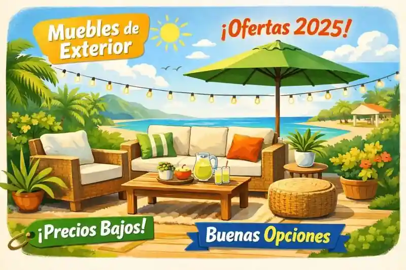 Muebles de exterior baratos ofertas sombrilla amarilla