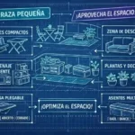 plano indicando muebles para terrazas pequeñas