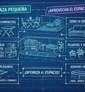 plano indicando muebles para terrazas pequeñas