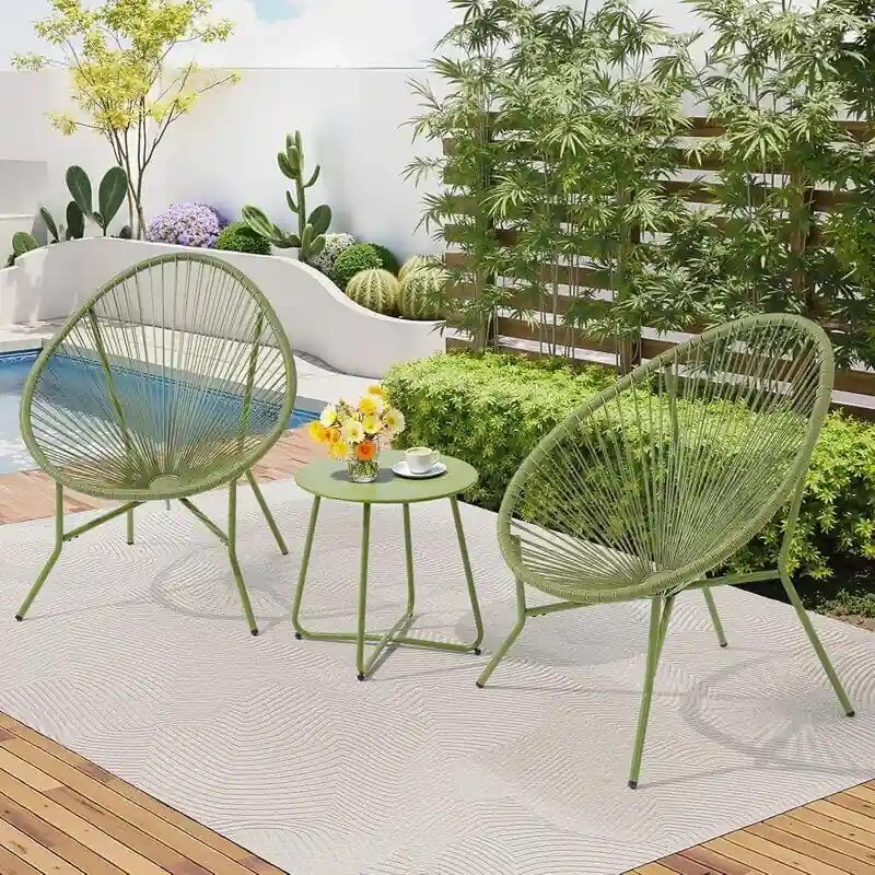 Muebles para terraza pequeña metal verde minimalista
